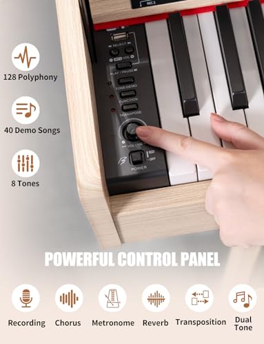 88 Key Weighted Digital Piano - Wooden Desk Electric Piano Transforms Between Desk and Vanity - Progressive Hammer-Action Keyboard