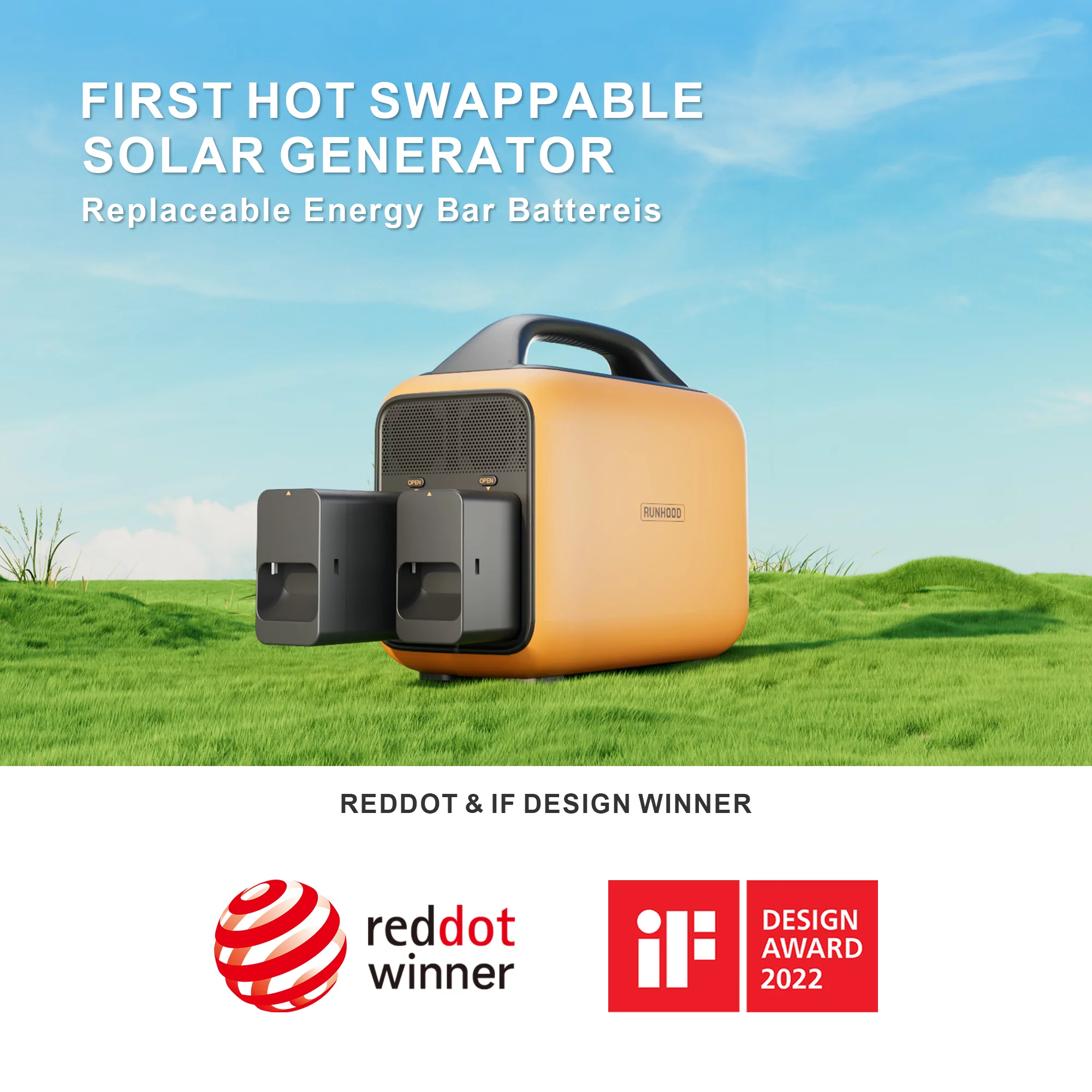 Runhood Portable Power Station Rallye 600 Max, 1296Wh Swappable Lithium Energy Bar Backup Batteries(4*EB324)