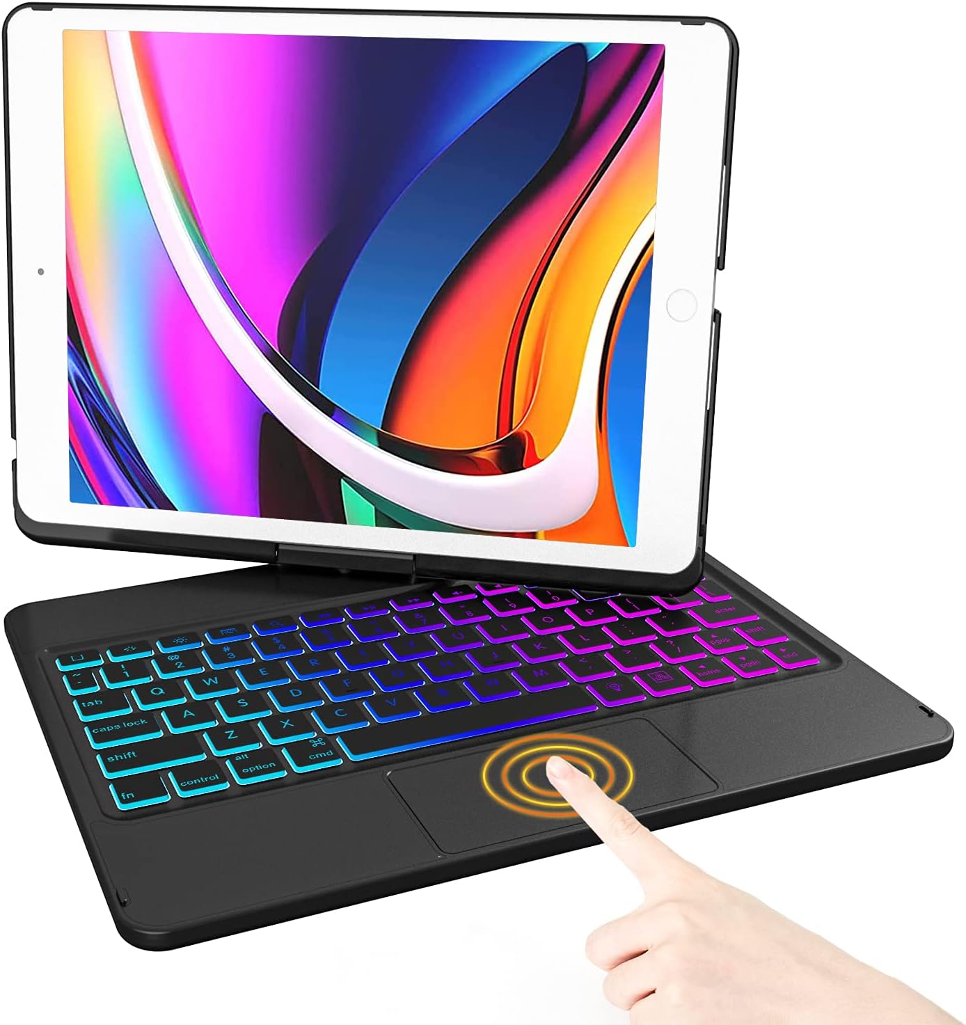 iPad 9th Generation Case with Keyboard and Pencil Holder, iPad Keyboard for 10.2 8th Generation Keyboard Backlit, iPad 7th Gen Keyboard with Touchpad