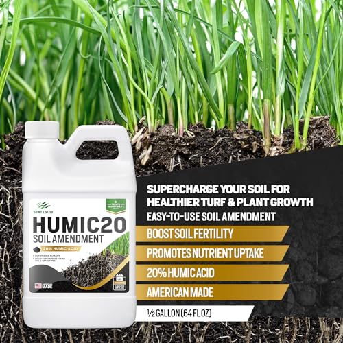 64oz 20% Humic Acid for Lawn - Covers 10,000 sq ft, Humic20 Soil Amendments, Ideal Humic Acid for Plants Healthy Soil & Growth