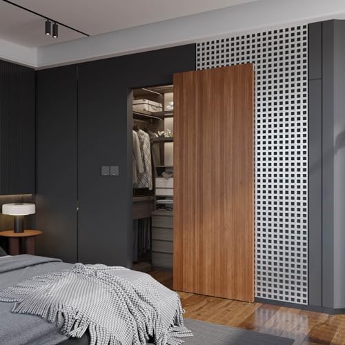 36inch Concealed Sliding Barn Door Hardware with Soft Close Mechanism, Aluminum Track, Invisible Floor Track, Fit MIN Opening Width 28in