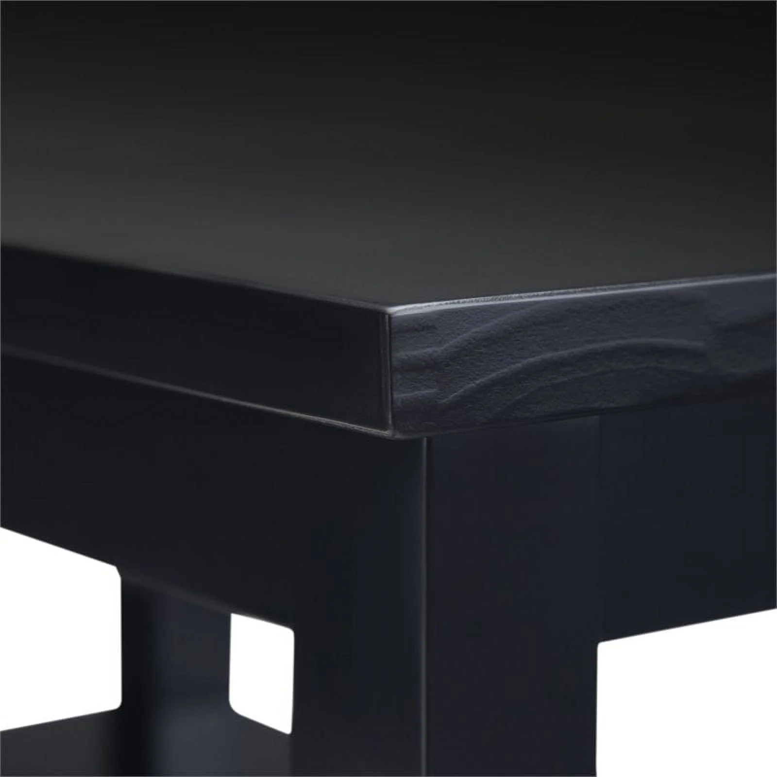 Trent Home 14" Rectangle Transitional Wood Narrow Side Table in Black
