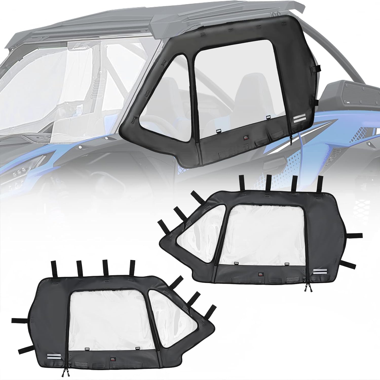Kemimoto Teryx KRX 1000 Upgraded Soft Upper Doors Set Kemimoto UTV Door Cab Enclosure Kit KRX Side Windows Compatible with 2022 2021 2020 Kawasaki