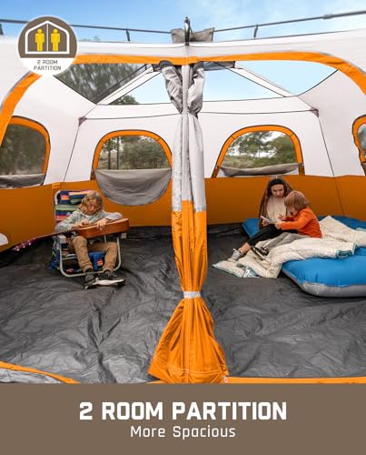FanttikOutdoor Camping Tent 4/6/8/10 Person Instant Cabin Tent Setup in 60 Seconds with Rainfly & Windproof Portable with Carry Bag for Family