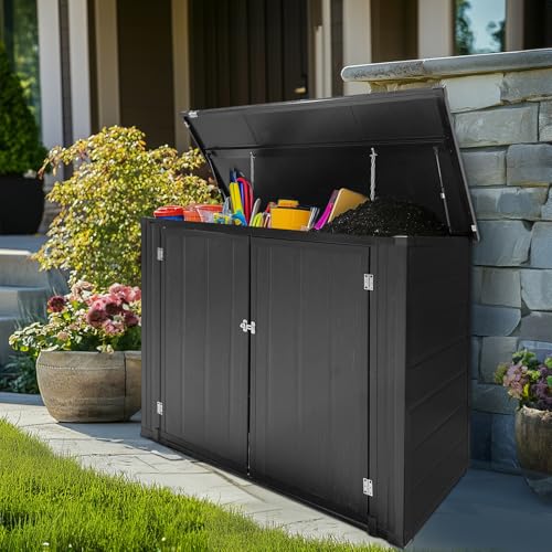 VINGLI Outdoor Storage Shed, Resin Storage Cabinet with Lockable Design, Weatherproof Tool Shed with HDPE Material, Resin Deck Box for Garden Tools