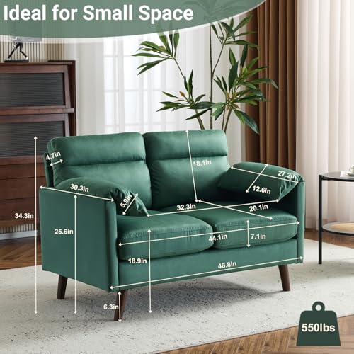 Karl home Mini Loveseat Sofa Couch, 48.8" Small Loveseat with Suede Nap Upholstery for Living Room, Comfy Seating Love Seat for Small Space
