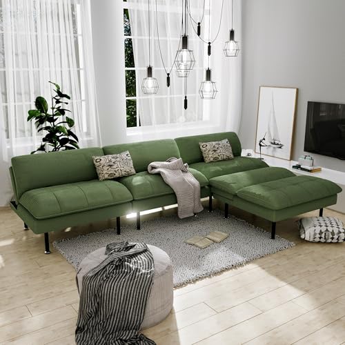 70" Futon Sofa Bed, 4 in 1 Multi-Function Couch Sleeper with Adjustable Backrest, Modern Convertible Futon, Recliner Small Loveseat for Living Room