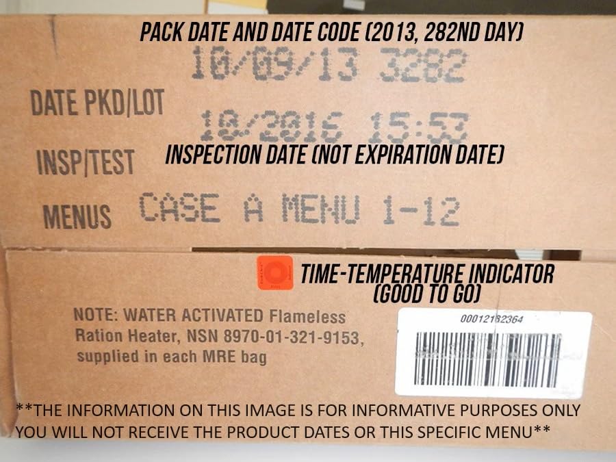 Food Dude 82nd Military MRE Surplus - 2026 Inspection - Meals Ready to Eat Military Meals with Heater Packs - 1250 Calories per MRE Full Meals