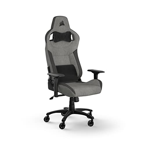 Corsair T3 Rush Fabric Gaming Chair (2023) – Racing-Inspired Design – Soft Fabric Exterior – Padded Neck Cushion – Memory Foam Lumbar Support –
