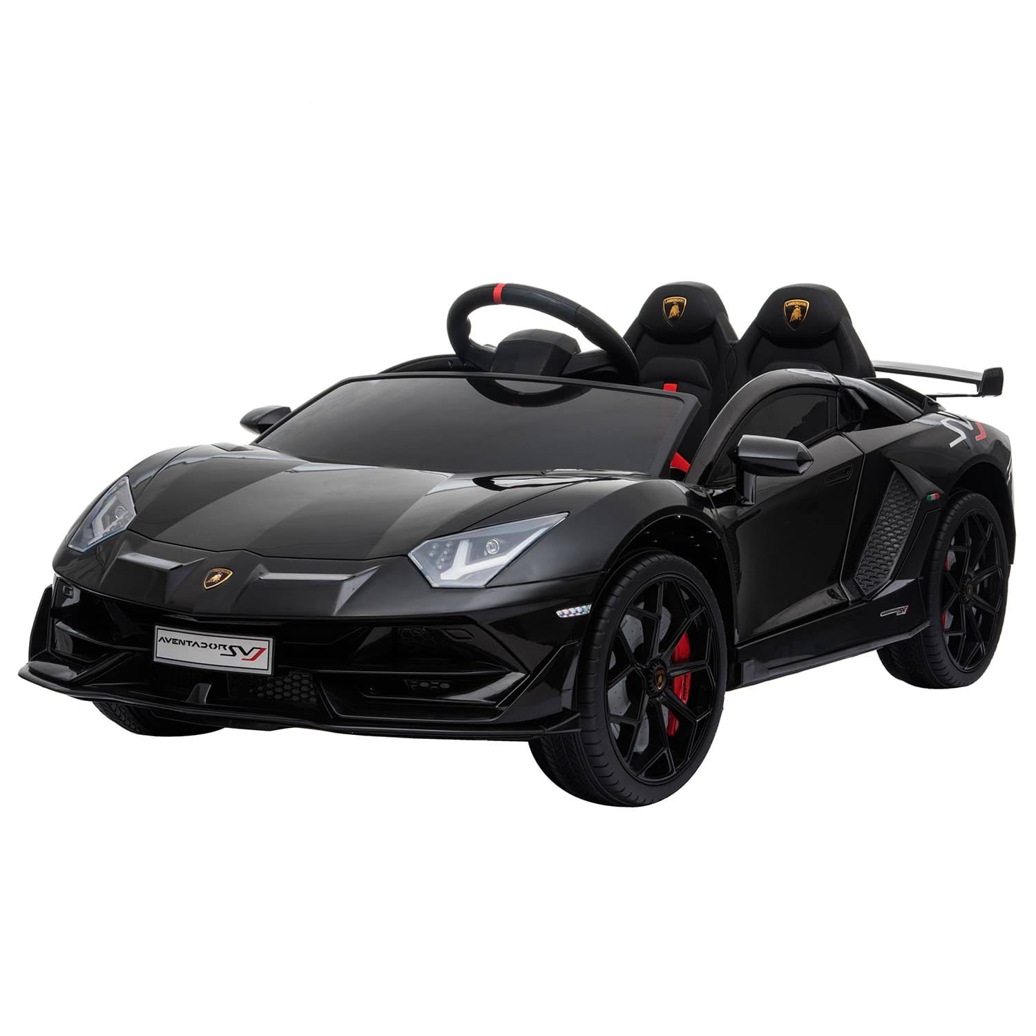 Truemax 12V Kids Electric Battery Powered Ride on Car Lamborghini Aventador SVJ w/ Remote Control, Music Player - Black