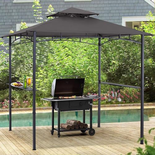 ABCCANOPY 8x5 Grill Gazebo - Outdoor BBQ Canopy Shelter with Led Light for Patio Backyard Grilling (Dark Gray)