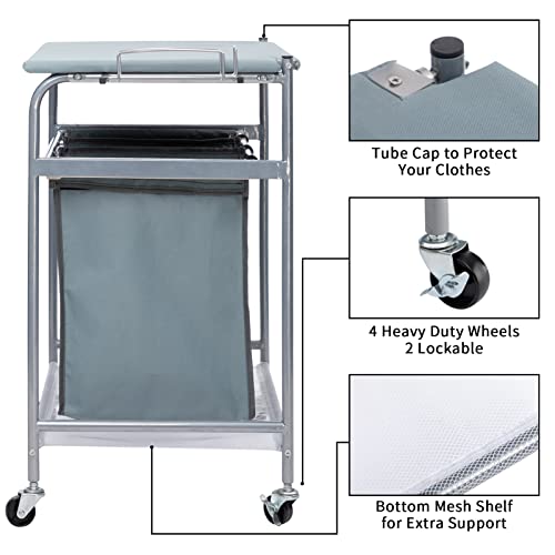 ALIMORDEN Laundry Sorter with Ironing Board Iron Rack Rolling Laundry Basket with Side pull 3-Bag Heavy-Duty Laundry Room Organizer Clothes Hamper
