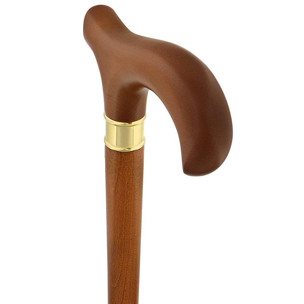 Royal Canes -Extra Long, Super Strong Brown Derby Walking Cane with Beechwood Shaft and Brass Collar