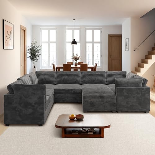 ovios 130.7" Modular Sectional Sofa Couch, U-Shaped Cloud Couches with 2 Ottomans Chaise