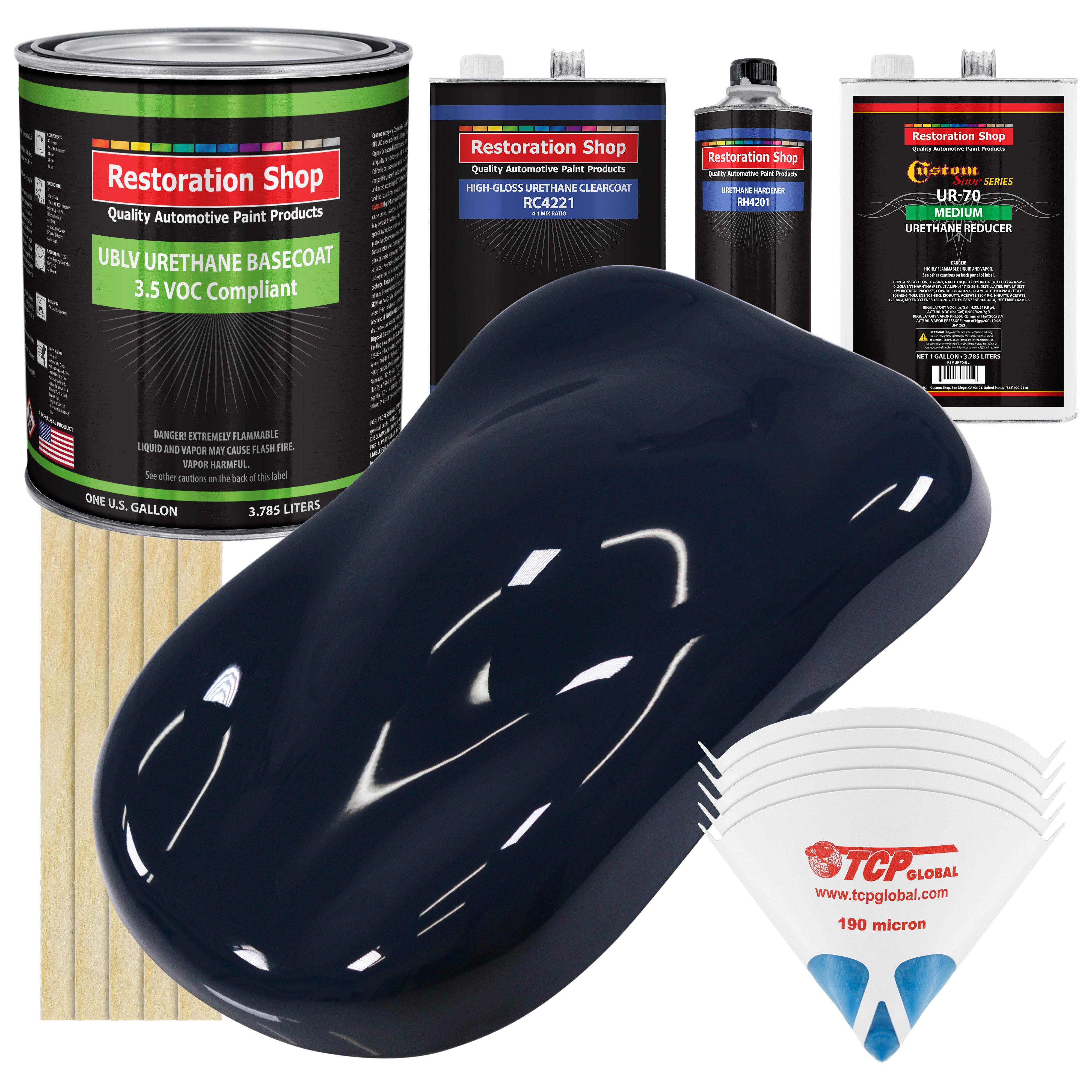 Midnight Blue Low VOC Urethane Basecoat/Clearcoat Car Auto Paint Complete Medium Gallon Kit - Restoration Shop