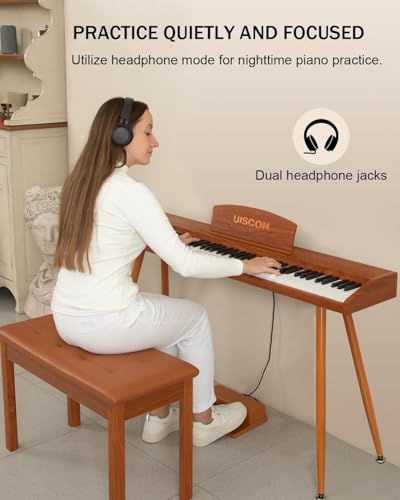 Digital Piano Keyboard for Beginners,Full Size 88 Key Semi-Weighted Keyboard Electric Piano with Stand,Power Adapter,Sheet Music Stand,Pedal