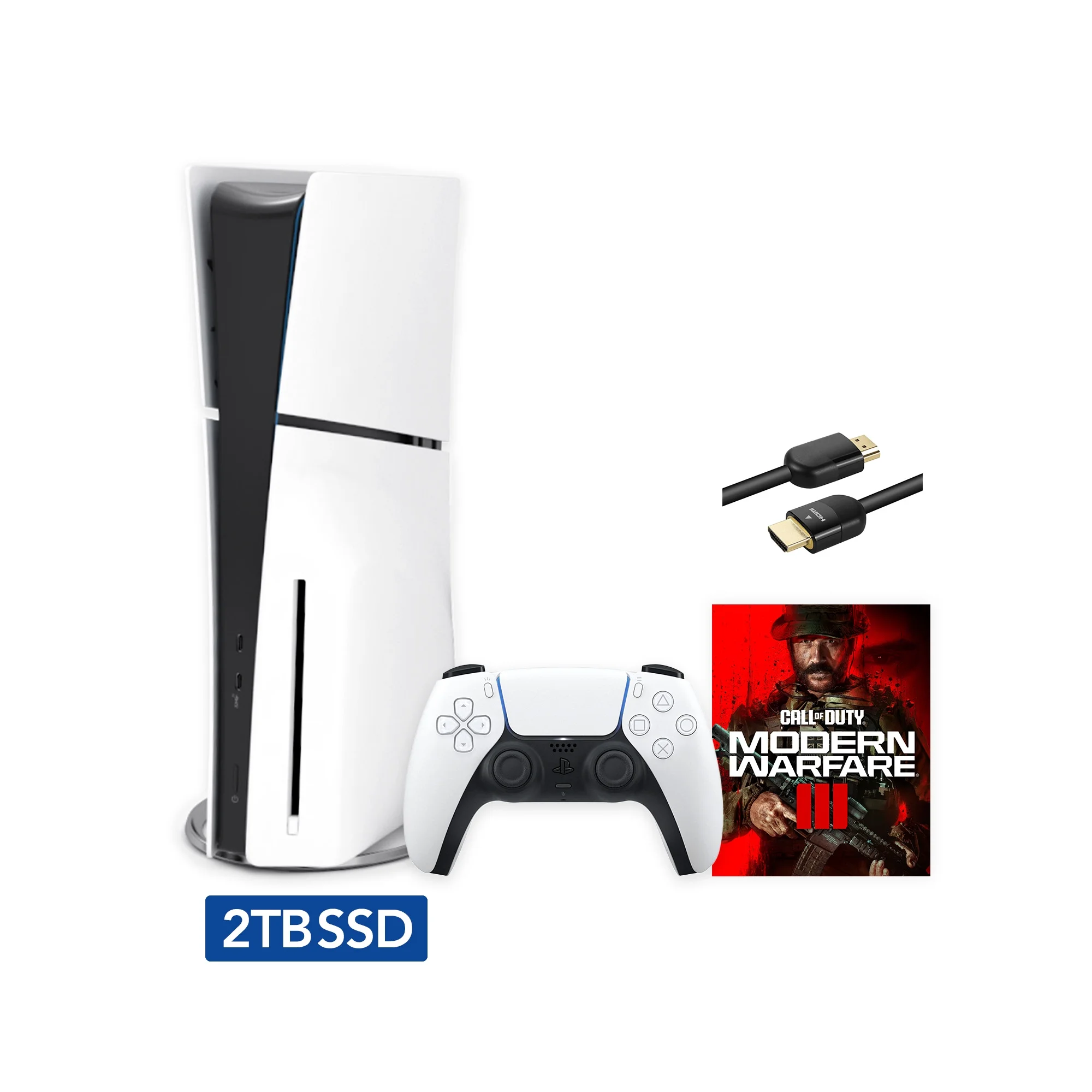 2023 New PlayStation 5 Slim Upgraded 2TB Disc Edition Call of Duty Modern Warfare III Bundle and Mytrix 8K HDMI Ultra High Speed Cable - White