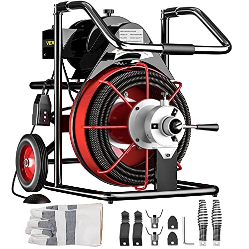VEVOR Drain Cleaner Machine 100 ft x 1/2 inch for 2 inch to 4 inch(50-100mm) Pipes