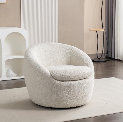 360 Swivel Accent Barrel Chair with Storage Ottoman & Headrest