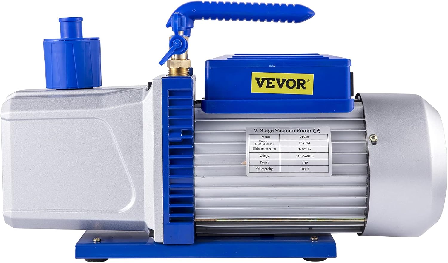 VEVOR Vacuum Pump 12 CFM 1 HP Double Stage Air Conditioning Vacuum Pump 110V Ultimate Vacuum Refrigerant HVAC Air Tool for Automobile Reparation