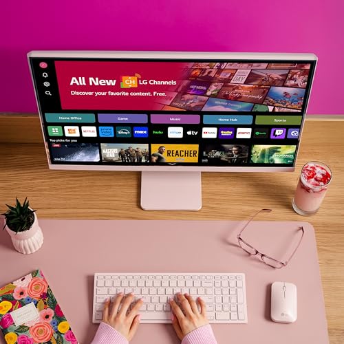 LG 27SR50F-W Smart Monitor 27-Inch FHD (1920x1080) IPS Display, webOS 23, HDR 10, x2 Built-in Speakers, AirPlay 2, Screen Share, Bluetooth, ThinQ App