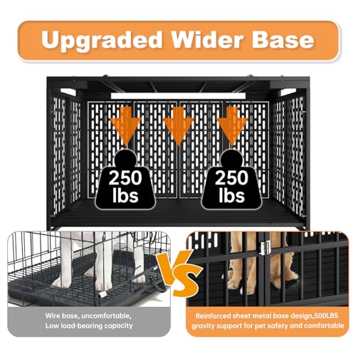 48/42/38 Inch Heavy Duty Dog Crate with Wheels, Folding Metal Big Dog Cage for Large and Medium Dogs