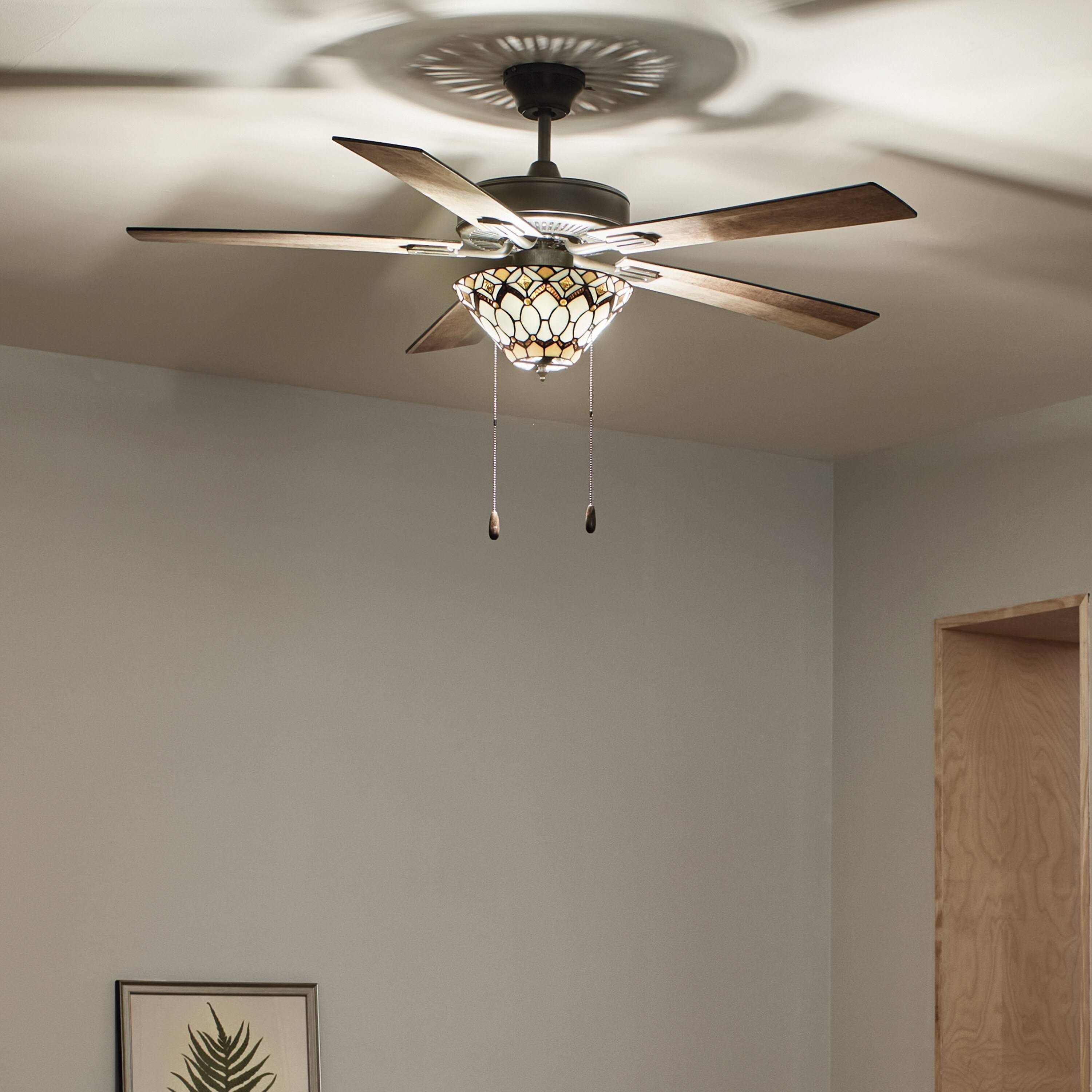 52x22 5-Blade LED Victoria Stained Glass Lighted Ceiling Fan - River of Goods 20184