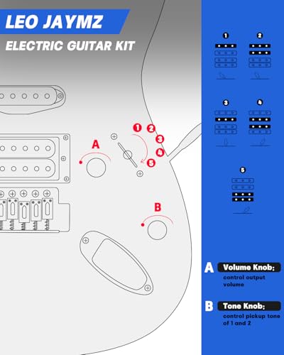 Leo Jaymz 39" Full Size ST Style Electric Guitar Starter Kit with SSH Pickup, 5W Portable Amp, Tuner, Gig Bag, Strap & Accessories (Violet Ocean)