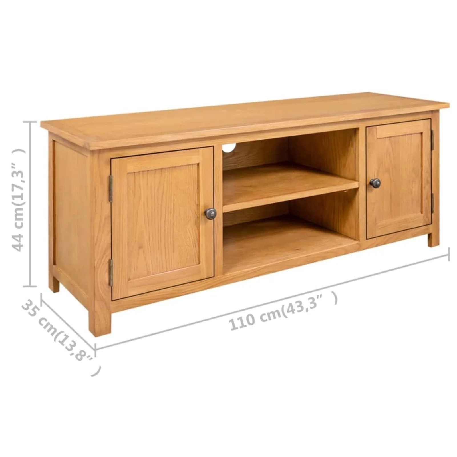TV Cabinet 43.3"x13.8"x17.3" Solid Oak Wood