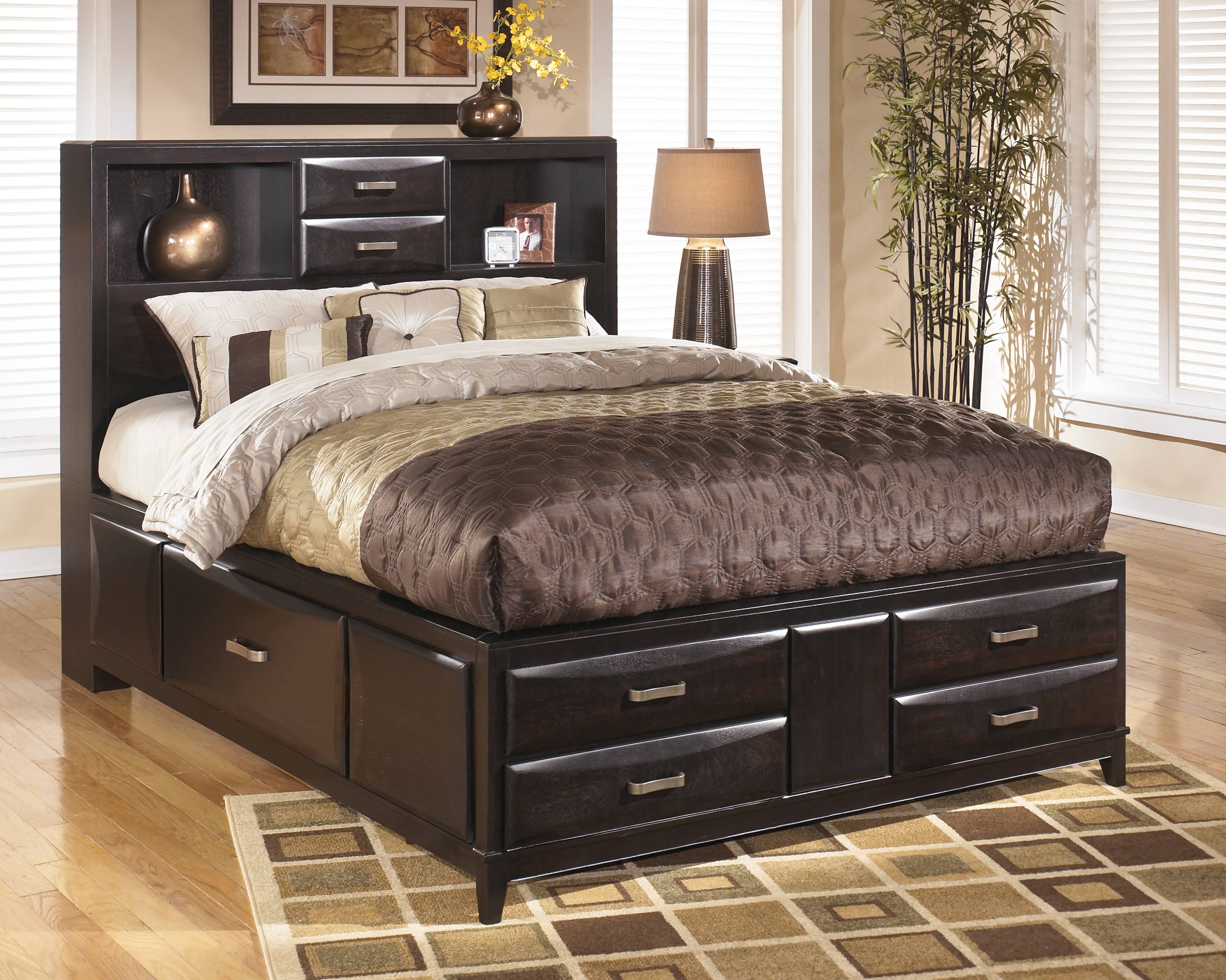 Ashley Kira Almost Black Queen Storage Headboard-B473-65