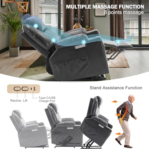 Electric Power Lift Recliner Chair with Heat & Massage for Elderly