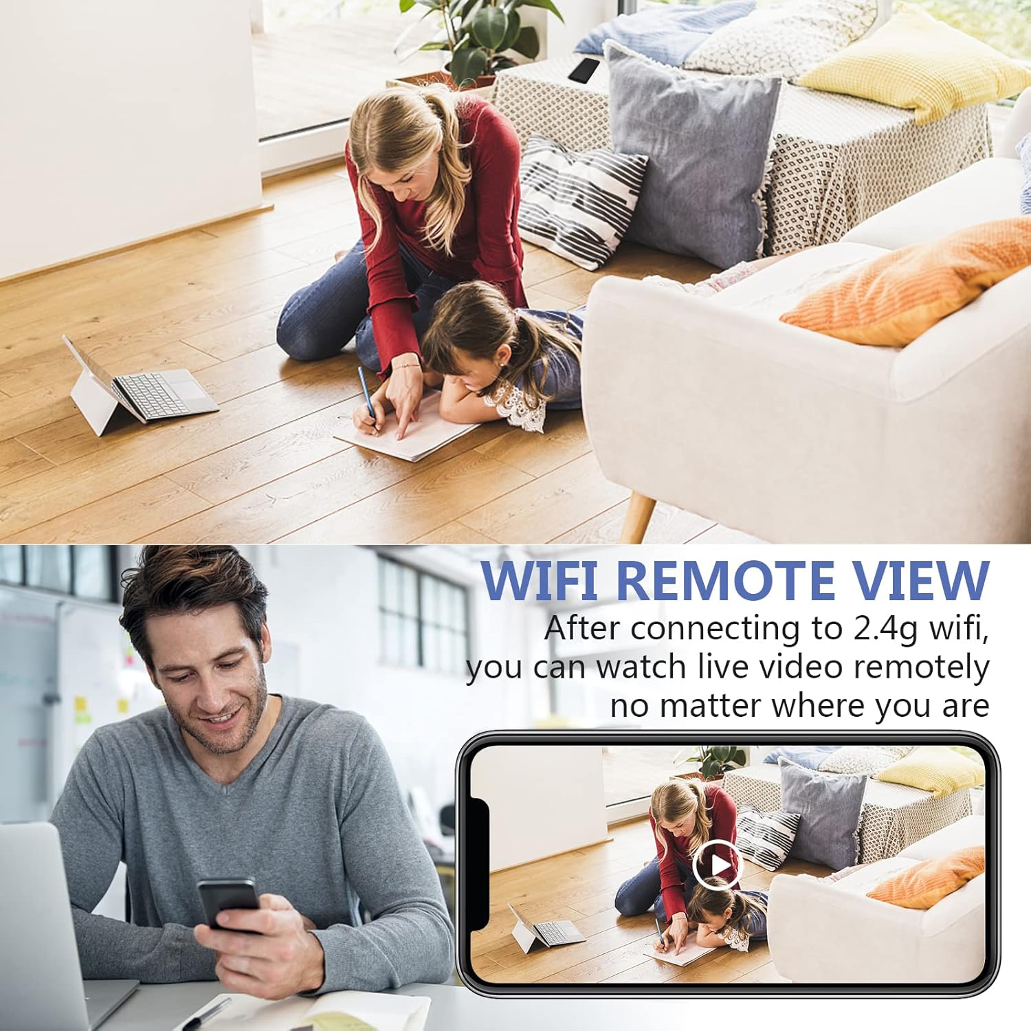 Power Bank Camera HD 1080P 6000mAh WiFi Camera Power Bank Mini Nanny Cam Remotely Live View Real-time for Security/Outdoor/Office No Audio
