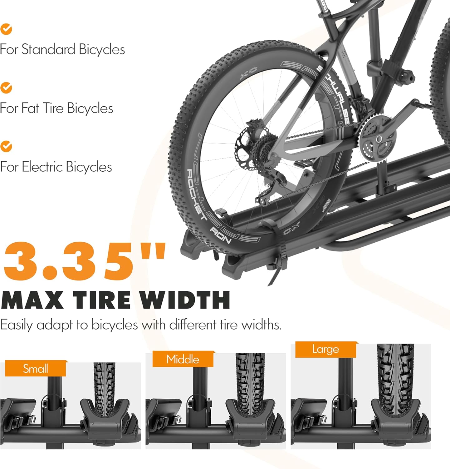 2 EBike Rack With Ramp, 2" Hitch Mounted Carrier Bike Racks Platform, 200 Lbs Max Loading for Standard, Fat Tire and Electric Bicycles