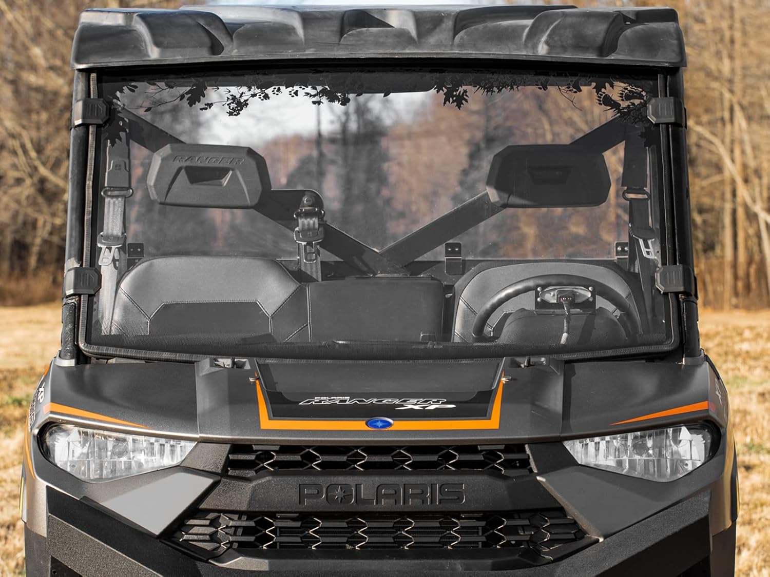 SuperATV Clear Scratch Resistant Full Windshield for Polaris Ranger XP 1000 / Crew (See Fitment) | 1/4 Polycarbonate | Protects Against Debris | Mud