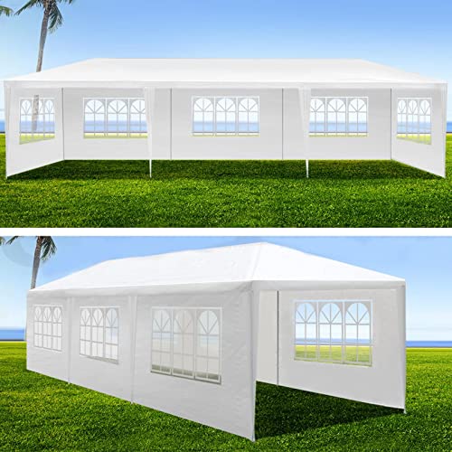 10'X30' Outdoor Party Tent Gazebo with 8 Removable Sidewalls, Large Wedding/Event Canopy Marquee Featuring Windows