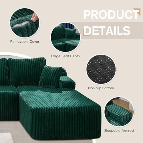 Modular Sectional Sofa Couches L-Shape Couch 3 Seat Modular Sofa Memory Foam Sectional Couches for Living Room
