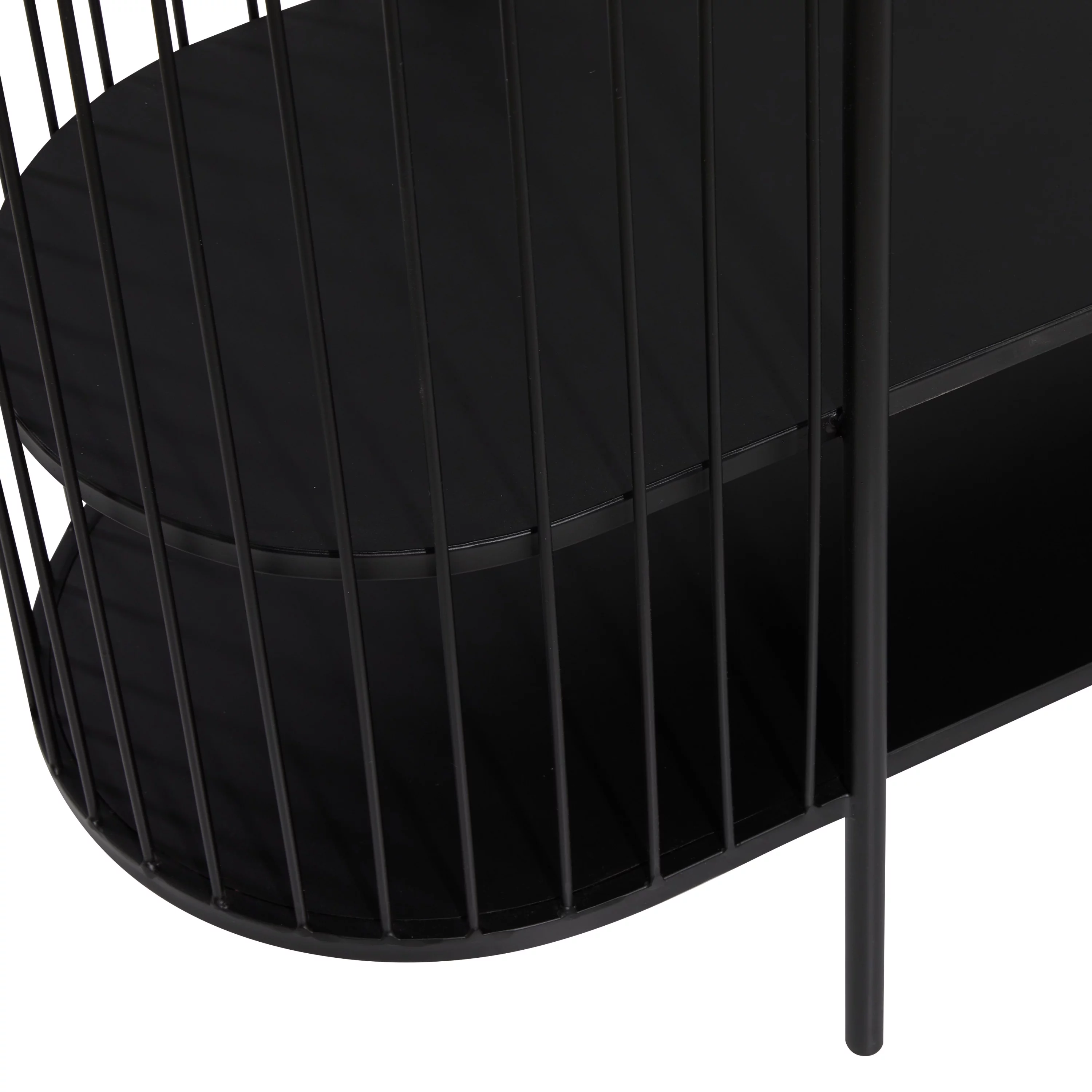 DecMode 48" x 34" Black Metal Narrow Open Wire Frame 2 Shelf Console Table, 1-Piece