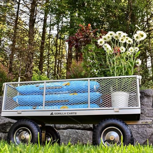 Gorilla Carts Steel Utility Wagon w/ Removable Side Panels, 1000 lb Capacity, Gray