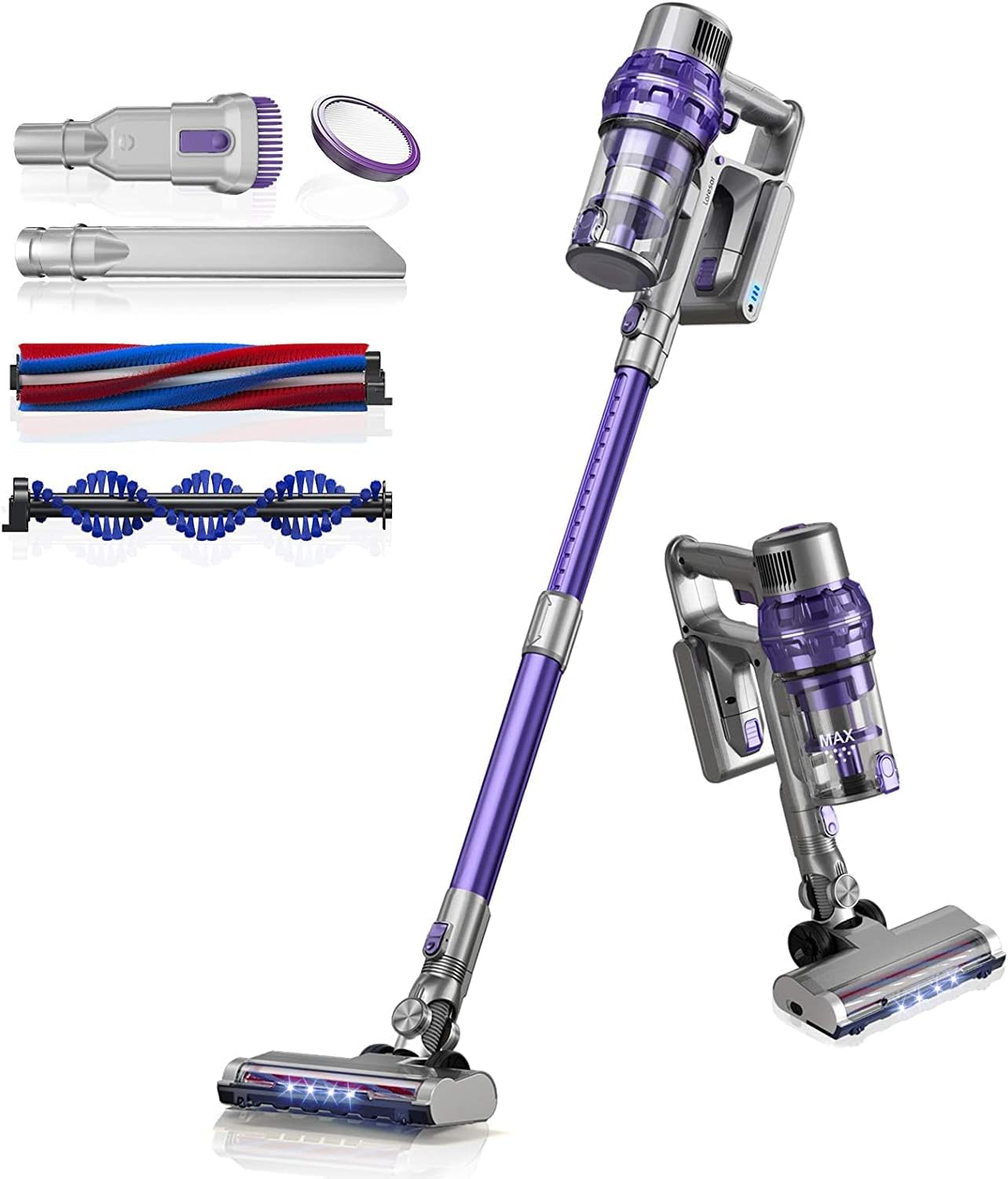 Laresar Cordless Vacuum Cleaner,26KPA Powerful Stick Vacuum with Detachable Battery,Lightweight Handheld Vacuum for Hardfloor/Carpet/Pet Hair