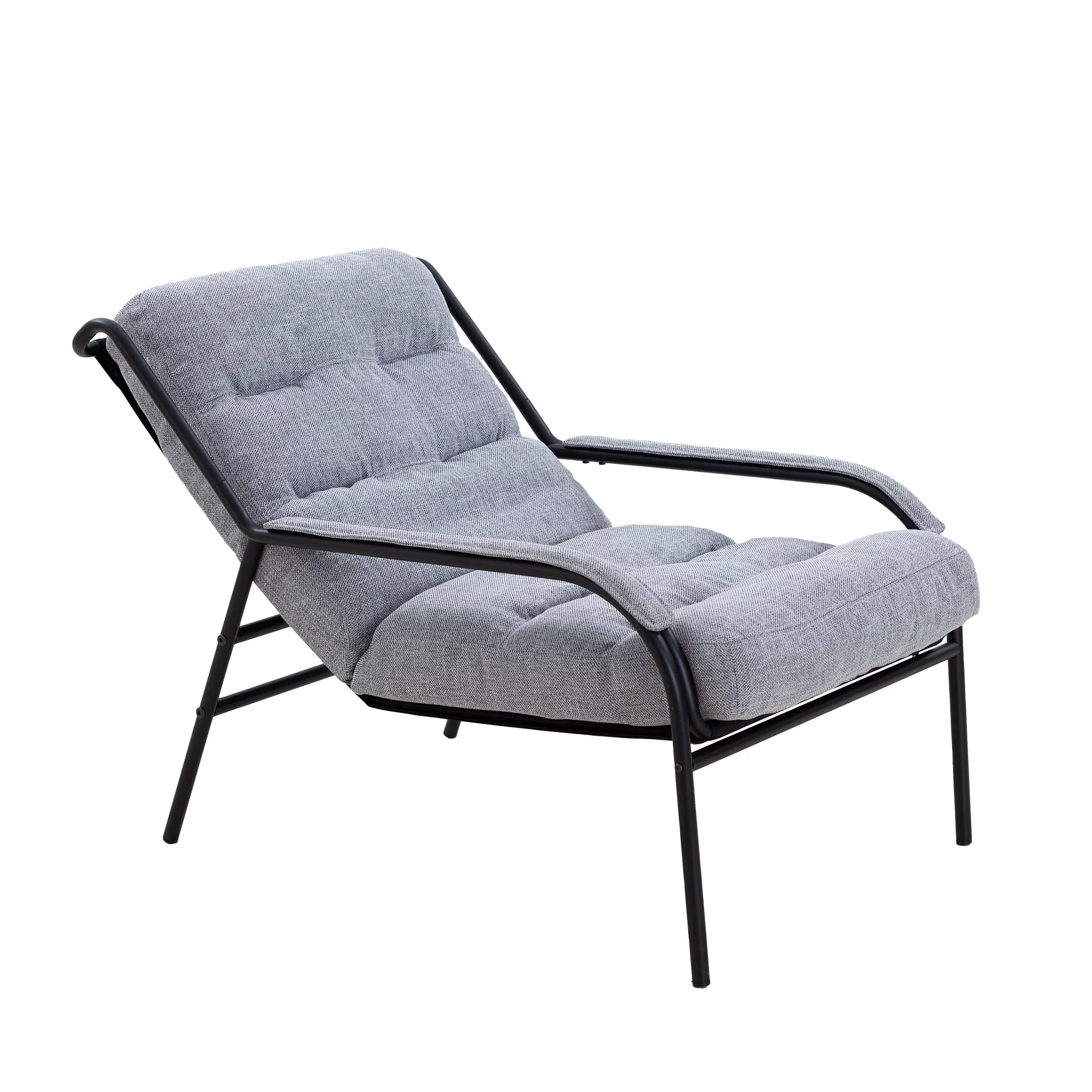 Lounge Recliner Chair with Metal Frame and Removable Cushion Navy Blue