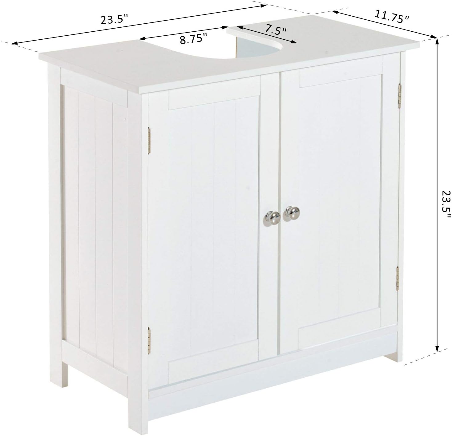 HOMCOM 24” Pedestal Sink Bathroom Vanity Cabinet - White