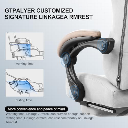 GTPLAYER Gaming Chair, Computer Office Chair with Pocket Spring Cushion, Linkage Armrests and Footrest