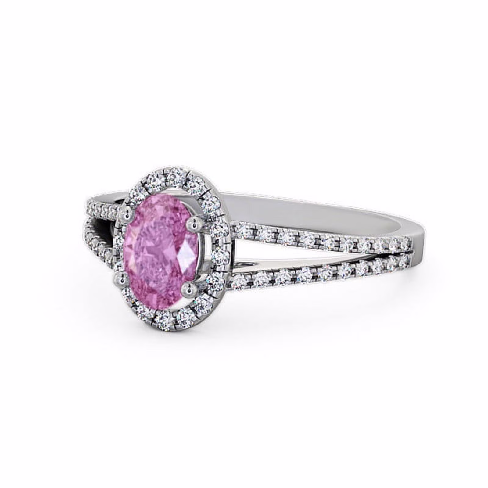 0.86 Ct Oval Cut Pink Sapphire Genuine Diamond Wonderful Halo Ring for Engagement 14K White Gold Size 9.5