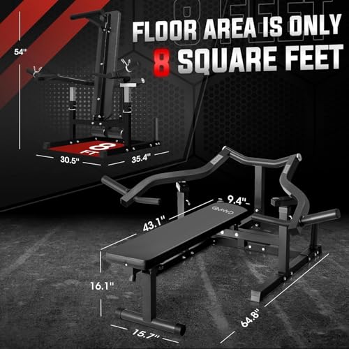 GMWD Chest Press Machine, 1050LBS Bench Press Machine with Independent Converging Arms, Adjustable Flat Incline Bench for Chest, AB Workouts
