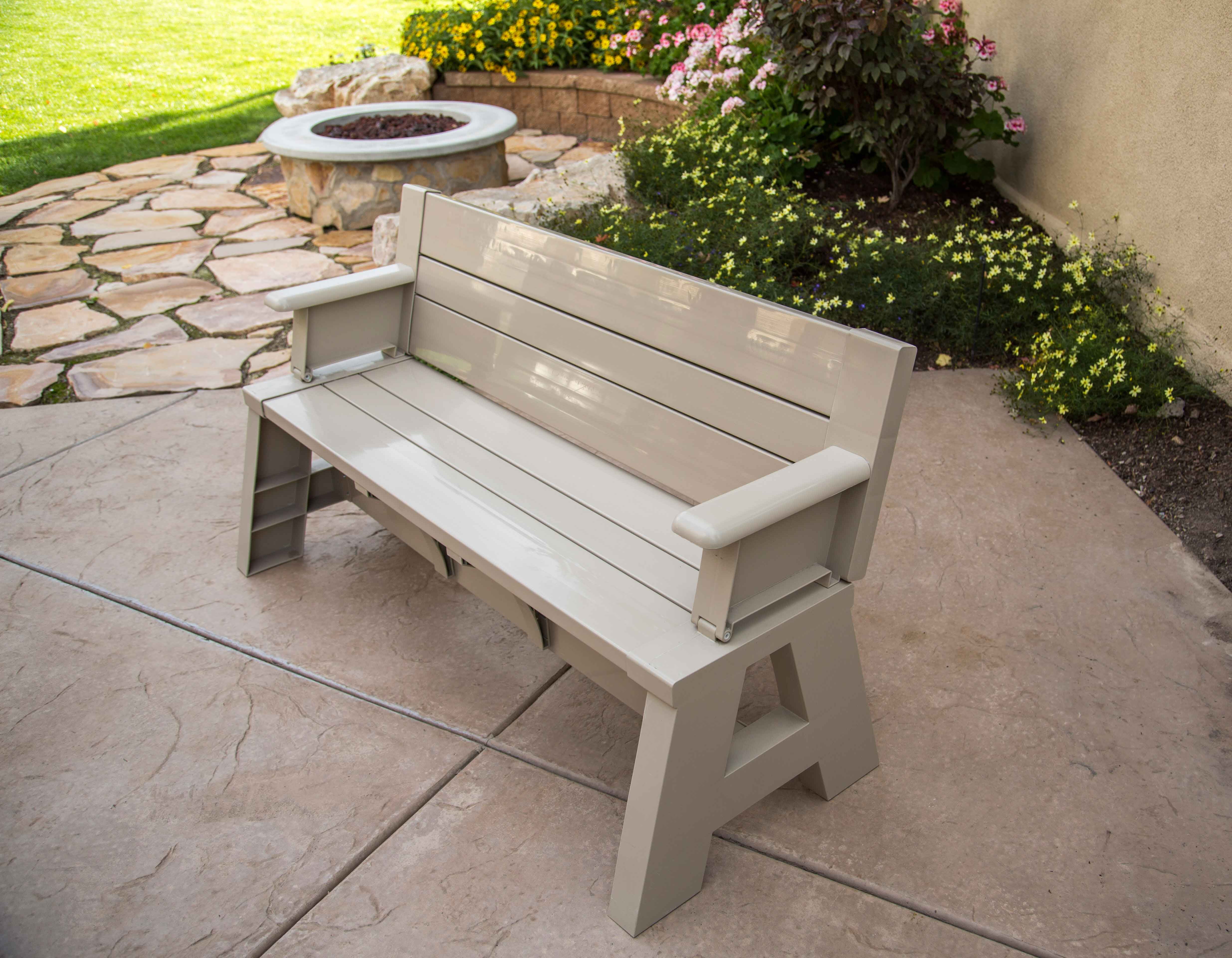 Convert a Bench Folding Picnic Table Bench, Tan - Radiant Selections