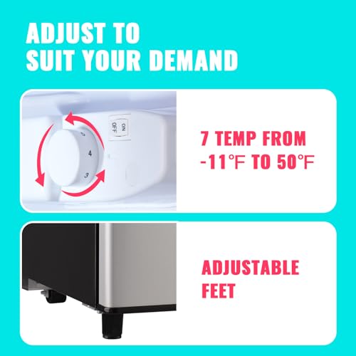 WANAI Small Refrigerator with Freezer 3.5 Cu.Ft Mini Fridge with Freezer