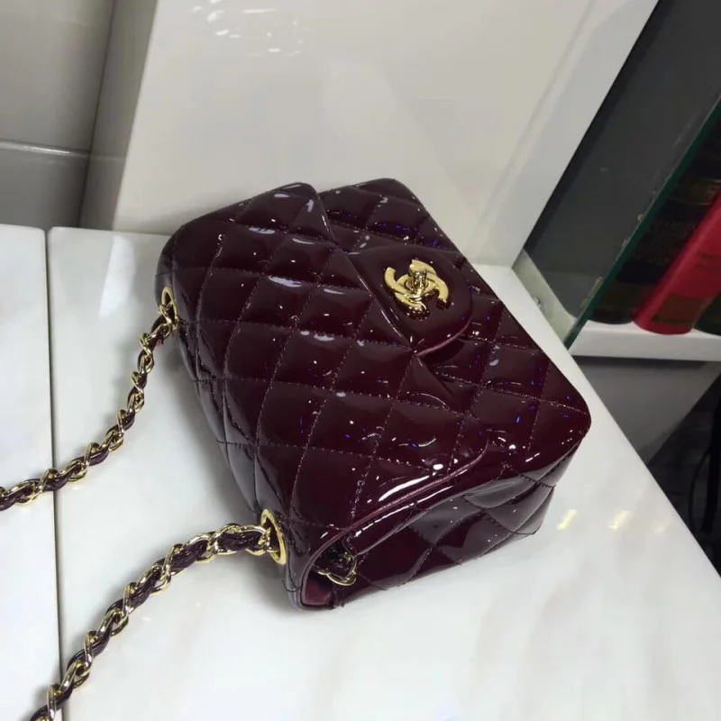 Chanel Pantent Leather 17Cm Class-Flap Bag 1115