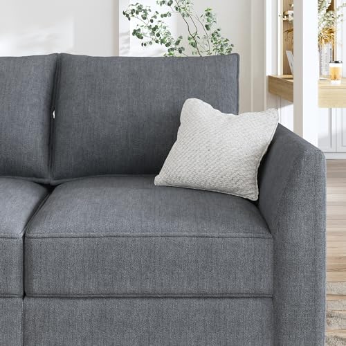 HONBAY Modular Sofa Sectional Sleeper Couch with Ottomans Reversible Sleeper Sectional Sofa Modular Couch with Storage, Aqua Blue