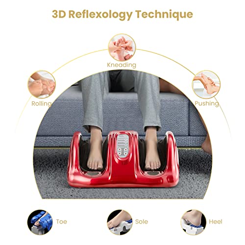 WELLHUT Foot Massager Machine Shiatsu Foot and Calf Massager for Ankle, Calf Leg Arm, Shiatsu Kneading Rolling, Feet Massager Machine
