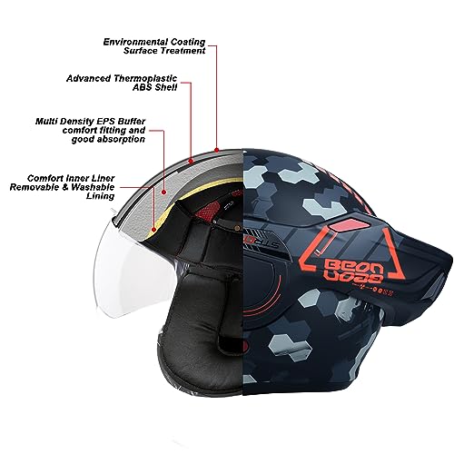 BEON Full Face Motorcycle Helmet DOT Approved, 180° Reversible Chin Guard Modular Pilot Helmet with Anti-Fog Dual Visors for Adult Men Women (S-XXL)